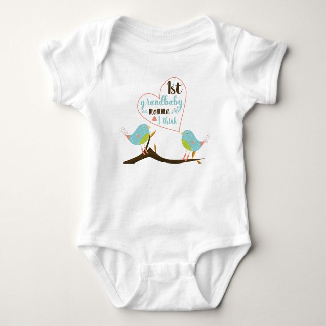 Zwei Vögel "erstes Grandbaby" Baby-Bodysuit Baby Strampler (Vorderseite)