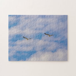Zwei Vögel fliegen in Wolken Freiheit Sommer Puzzl