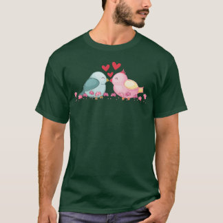 zwei Vögel küssen Familie T-Shirt