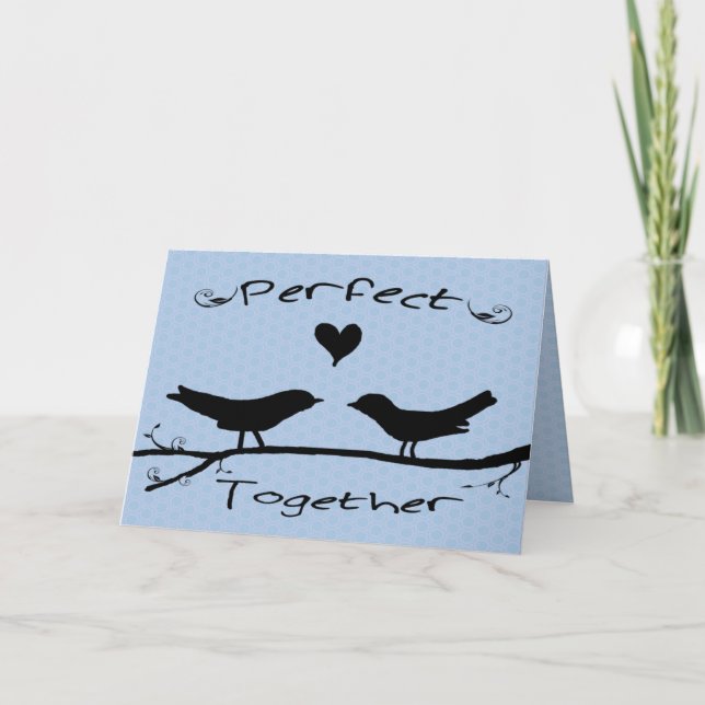Zwei Vögel perfektionieren zusammen Verlobung Card Karte (Vorderseite)