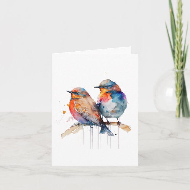 Zwei Vögel, SONGBIRD Grußkarte Karte (Vorderseite)