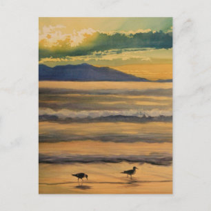 "Zwei von einer Art" Vögel auf dem Strand Wasserfa Postkarte