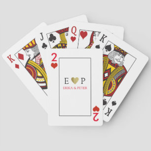 Zwei von Herz-Liebe Hochzeit monogramm weiß Spielkarten