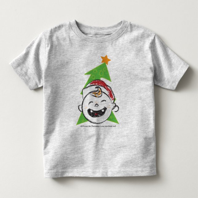 Zwei vorderes Teef Weihnachten Kleinkind T-shirt (Vorderseite)