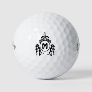 Zwei Wachhunde Monogramm Golfball