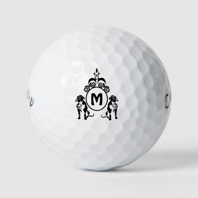 Zwei Wachhunde Monogramm Golfball (Vorderseite)