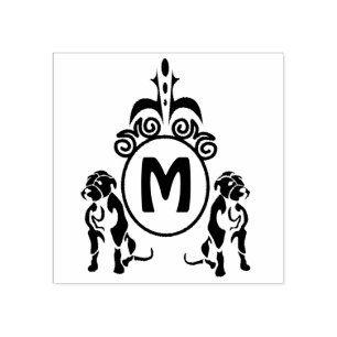 Zwei Wachhunde Monogramm Gummistempel
