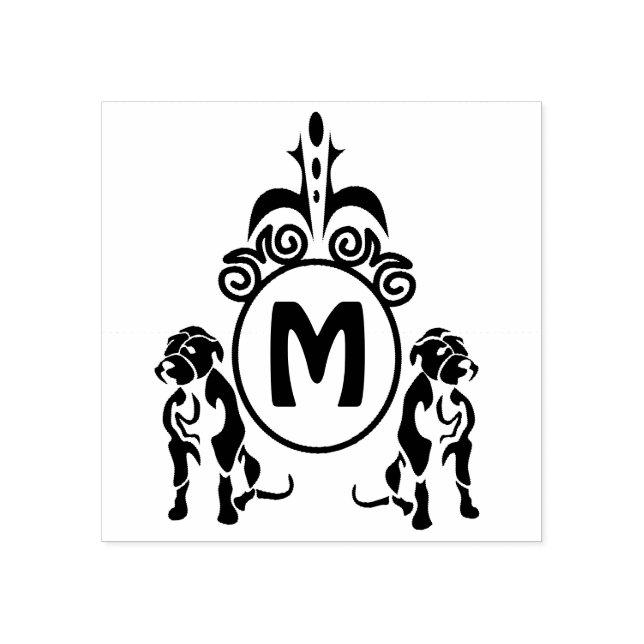 Zwei Wachhunde Monogramm Gummistempel (Prägung)