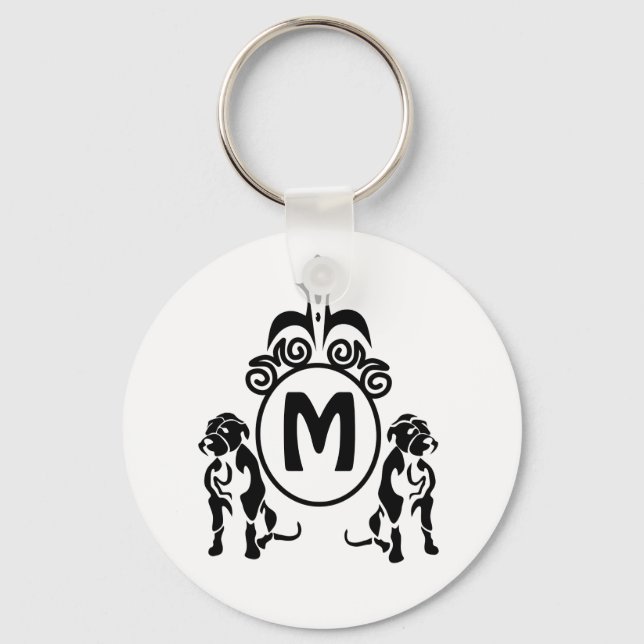 Zwei Wachhunde Monogramm Schlüsselanhänger (Vorderseite)