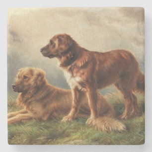 Zwei wachsamen Hunde Steinuntersetzer