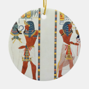 Zwei Wandgemälde von den Gräbern der Könige von Keramik Ornament