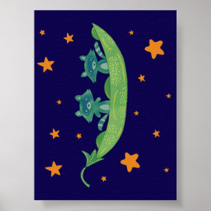 Zwei Waschbären in einer Erbsenschote   Whimsische Poster