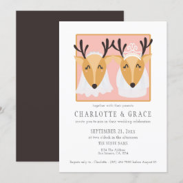 Zwei weibliche Deer Brides Gay Lesbian Hochzeit Einladung