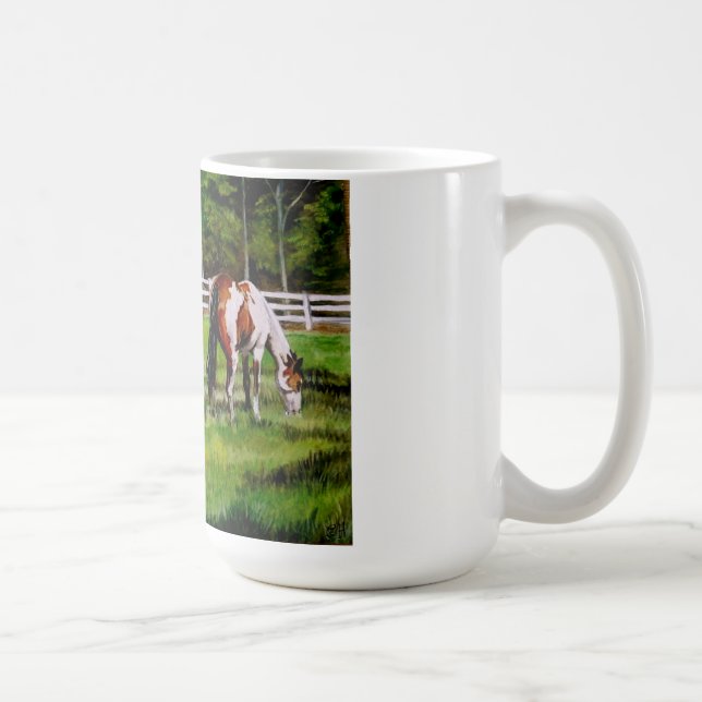 Zwei weiden lassende Farben-Pferde Kaffeetasse (Rechts)