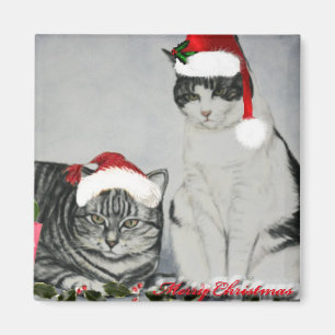 Zwei Weihnachtskatzen-Kunst-Magnet Magnet