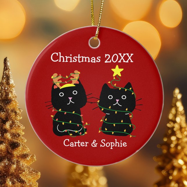 Zwei Weihnachtsleuchten Individuelle Namen Niedlic Keramik Ornament (Von Creator hochgeladen)