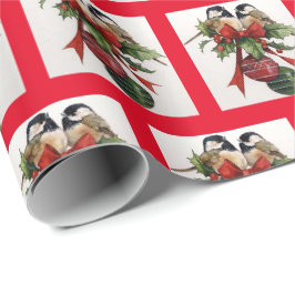 Zwei Weihnachtsmänner & Ornamente Geschenkpapier