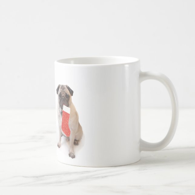 Zwei WeihnachtsMöpse Kaffeetasse (Rechts)