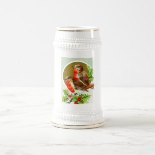 Zwei Weihnachtsrobinen Bierglas