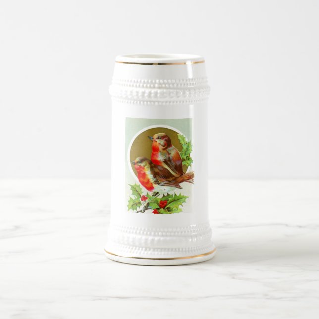 Zwei Weihnachtsrobinen Bierglas (Mittel)