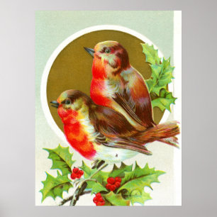 Zwei Weihnachtsrobinen Poster