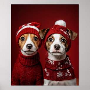 Zwei Weihnachtswelpen Poster