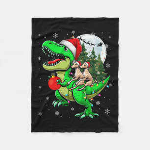 Zwei Weihnachtswhippets reiten T-rex Rentier Lover Fleecedecke