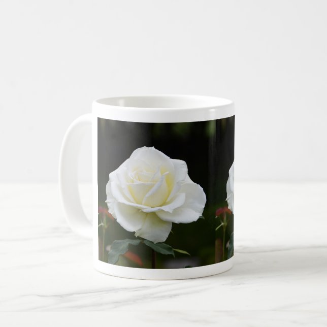 Zwei weiße Blume Kaffeetasse (Vorderseite Links)