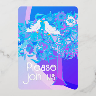 Zwei weiße Docks Art-Déco-Stil Folieneinladung