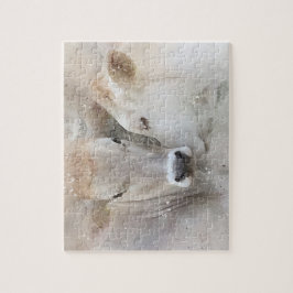 Zwei weiße Kühe auf Aquarelleffekt