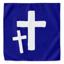 Zwei weiße Quersymbole auf Blau
