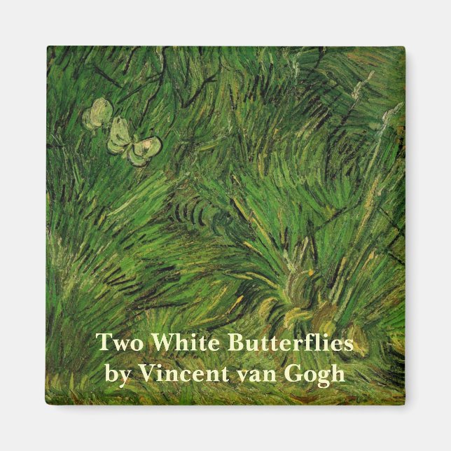 Zwei weiße Schmetterlinge von Vincent van Gogh Magnet (Vorne)