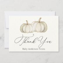 Zwei weiße und goldene Pumpkins Dankeschön Note Ca
