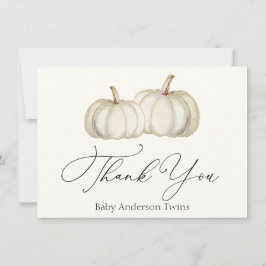 Zwei weiße und goldene Pumpkins Dankeschön Note Ca Mitteilungskarte