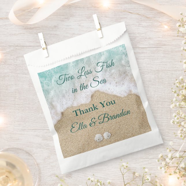 Zwei weniger Fische im Meer Danke Geschenktütchen (Ausgeschnitten)
