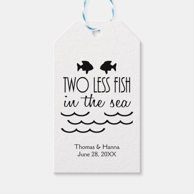 Zwei weniger Fische im Meer Hochzeit Geschenkanhänger (Vorderseite)