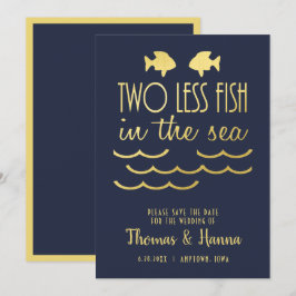 Zwei weniger Fische Save the Date im Meer