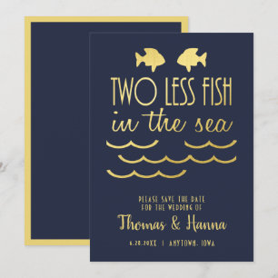 Zwei weniger Fische Save the Date im Meer