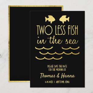Zwei weniger Fische Save the Date im Meer