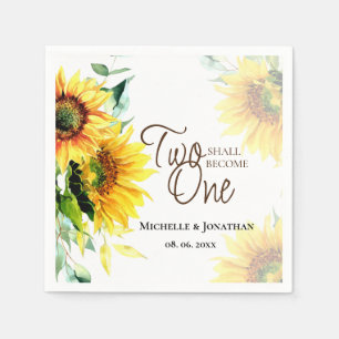 Zwei werden eine gelbe Sonnenblume Hochzeit Serviette