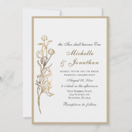 Zwei werden eine Gold Blume Christliche Hochzeit Einladung
