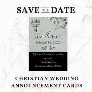 Zwei werden Eins Florale Christliche Hochzeit Save The Date