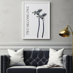 Zwei werden Eins Florale Hochzeit Poster