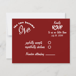 Zwei werden zu einer Burgundy & White Wedding RSVP Karte