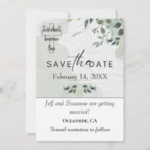 Zwei werden zu einer Christlichen blumigen Hochzei Save The Date