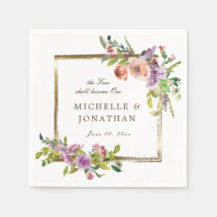 Zwei werden zu einer eleganten Rose Gold Frame Wed Serviette