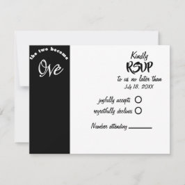 Zwei werden zu einer Schwarz-Weiß-Hochzeit RSVP Karte