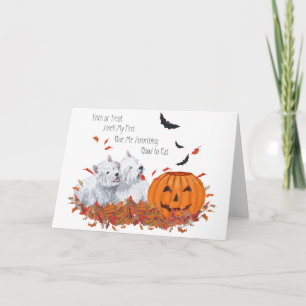 Zwei Westies an Halloween Karte