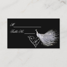 Zwei White Peacocks und die Herz Monogram Platzkar Platzkarte