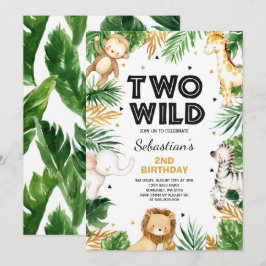 Zwei Wild 2. Geburtstag Party Safari Animals Party Einladung